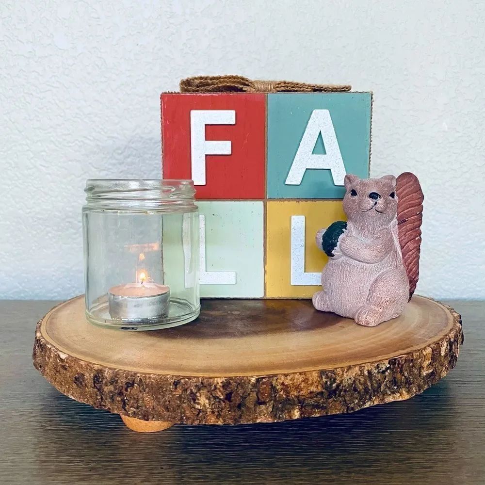 Fall Squirrel Centerpiece Table Decor Tray Set - Picture 1 of 3